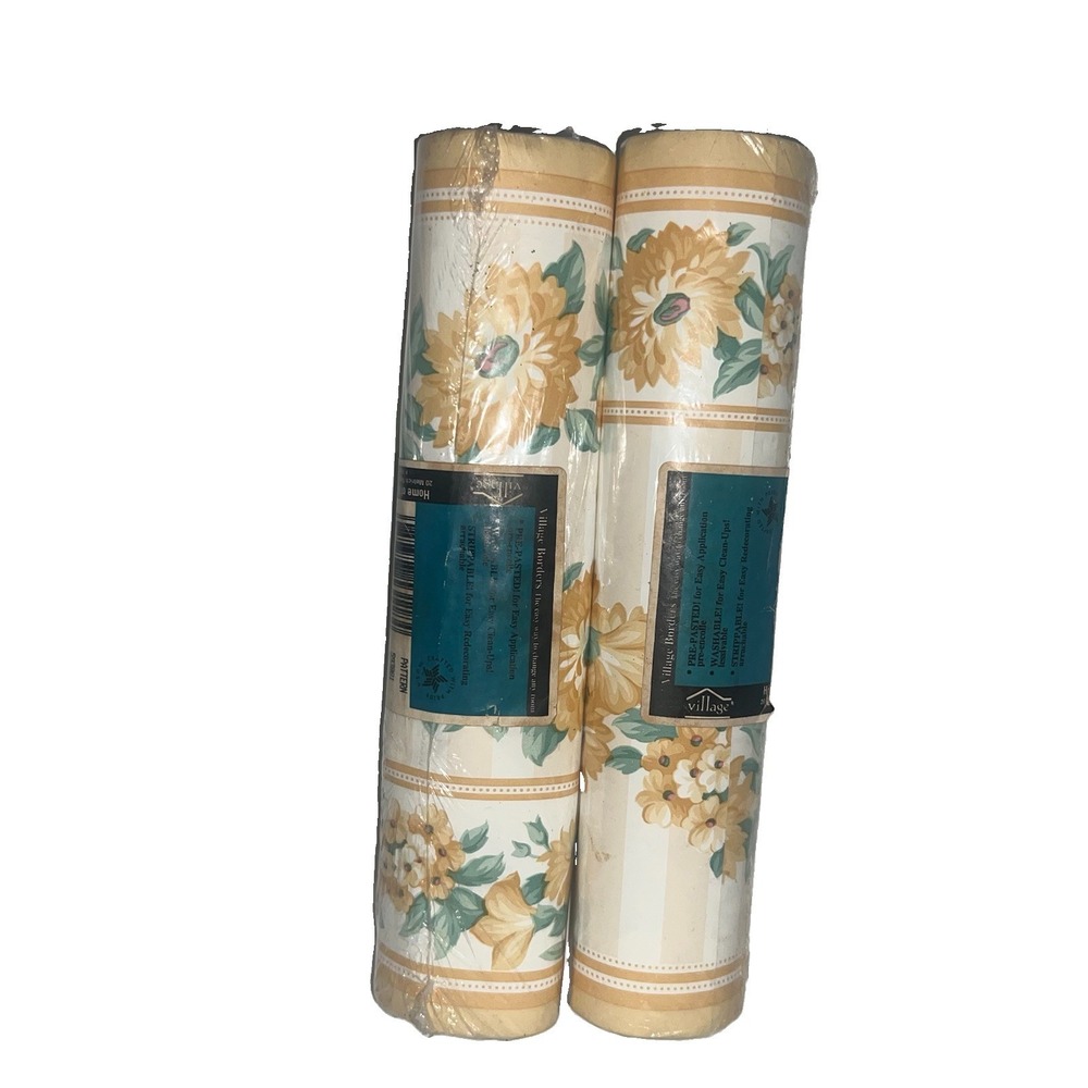 Vintage Village Wallpaper Border Yellow Sunflower Floral 593081 Lot of 2 NOS